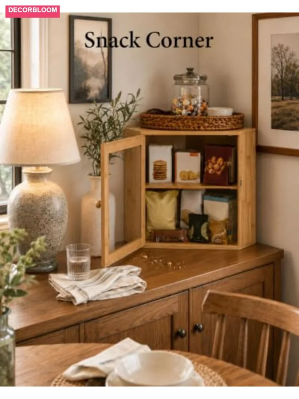 2 Tier Bamboo Bread Box Corner Kitchen Countertop Organizer Storage Container